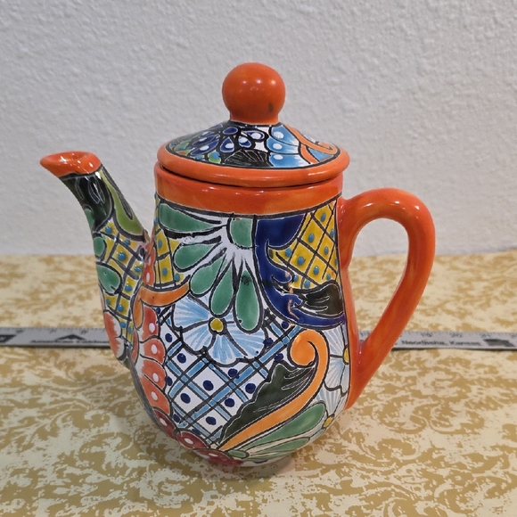 Talavera Other - Mexican Enchanted Talavera Pottery Teapot Pitcher Coffee Pot 9” Hand Painted